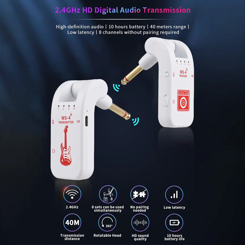 InsMazid 2.4GHz Wireless Guitar System for Stage & Studio