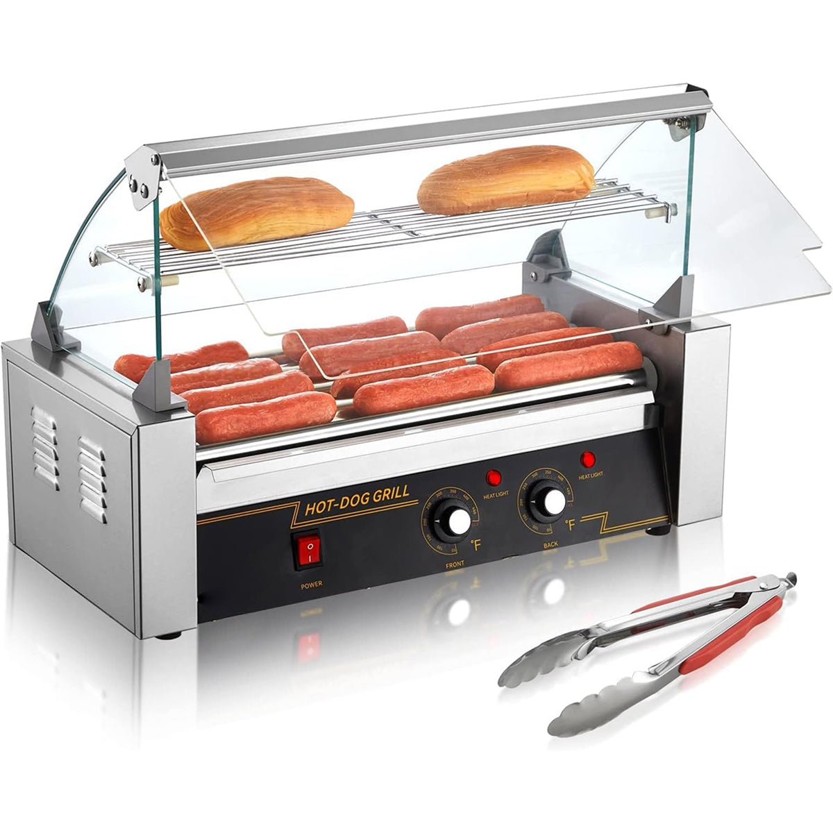 RoliHemix commercial hot dog roller grill with glass hood