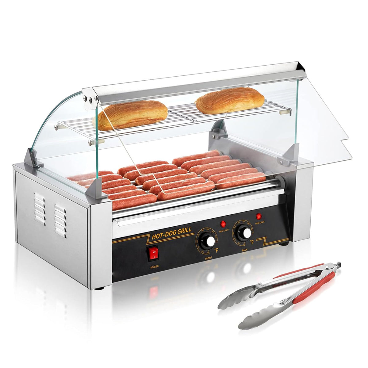RoliHemix commercial hot dog roller grill with glass hood