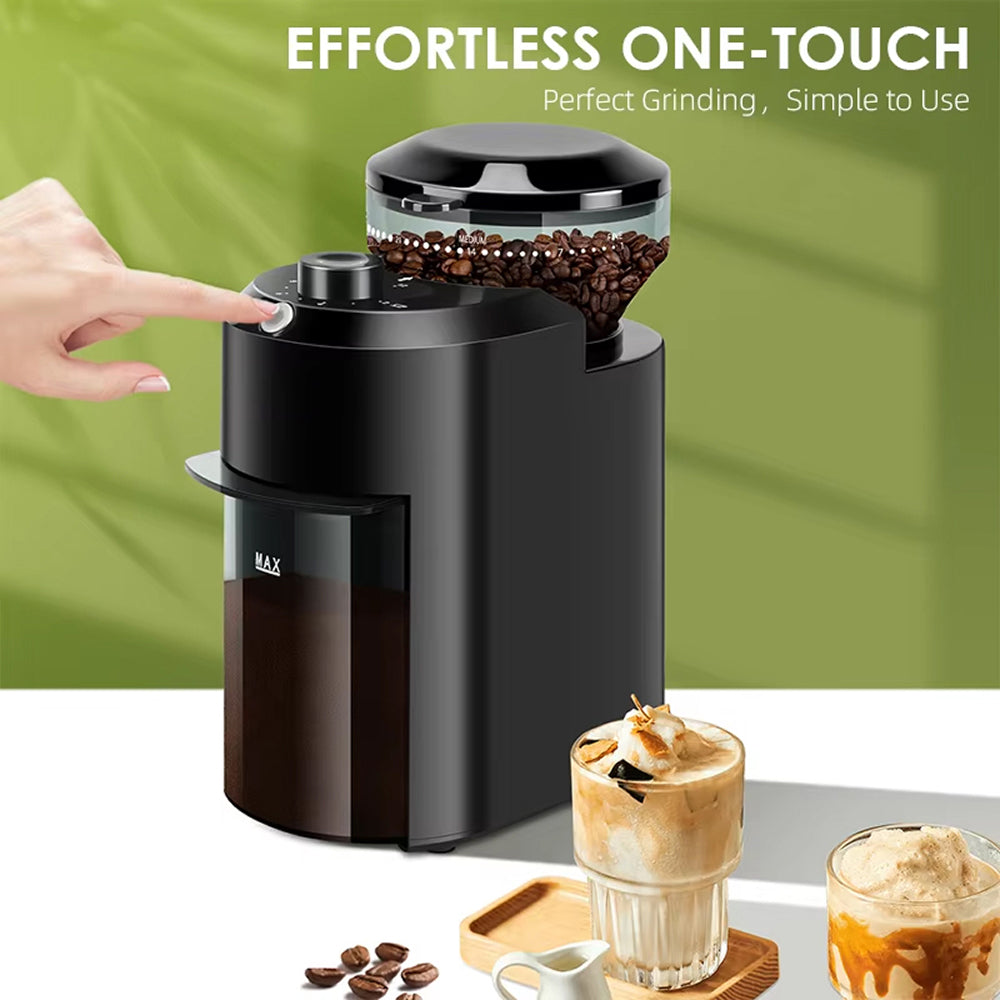 BrewixMi Metallic Flat Burr Coffee Grinder with 28 Settings