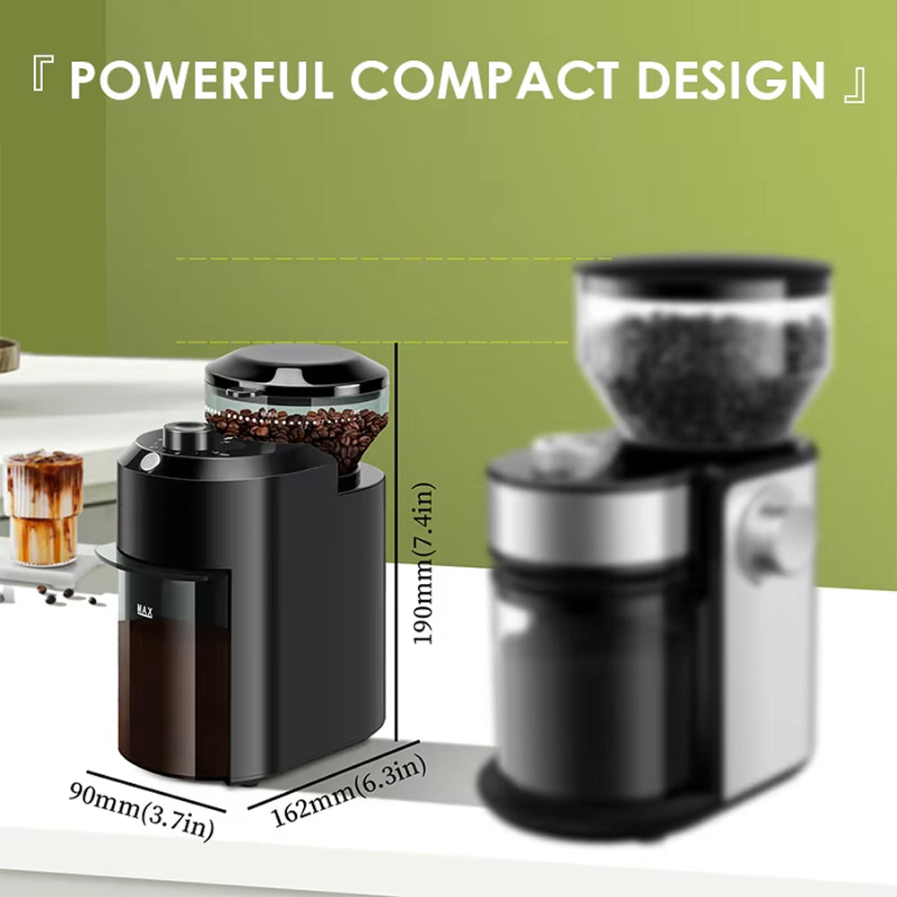 BrewixMi Metallic Flat Burr Coffee Grinder with 28 Settings