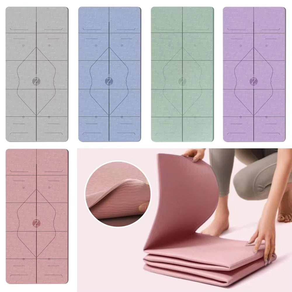 BreziFit Foldable Eco-Friendly Yoga Mat with Alignment Guides