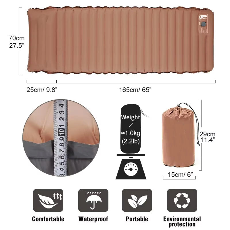 CapixMat 10cm Inflatable Camping Mattress with Integrated Pillow & Pump