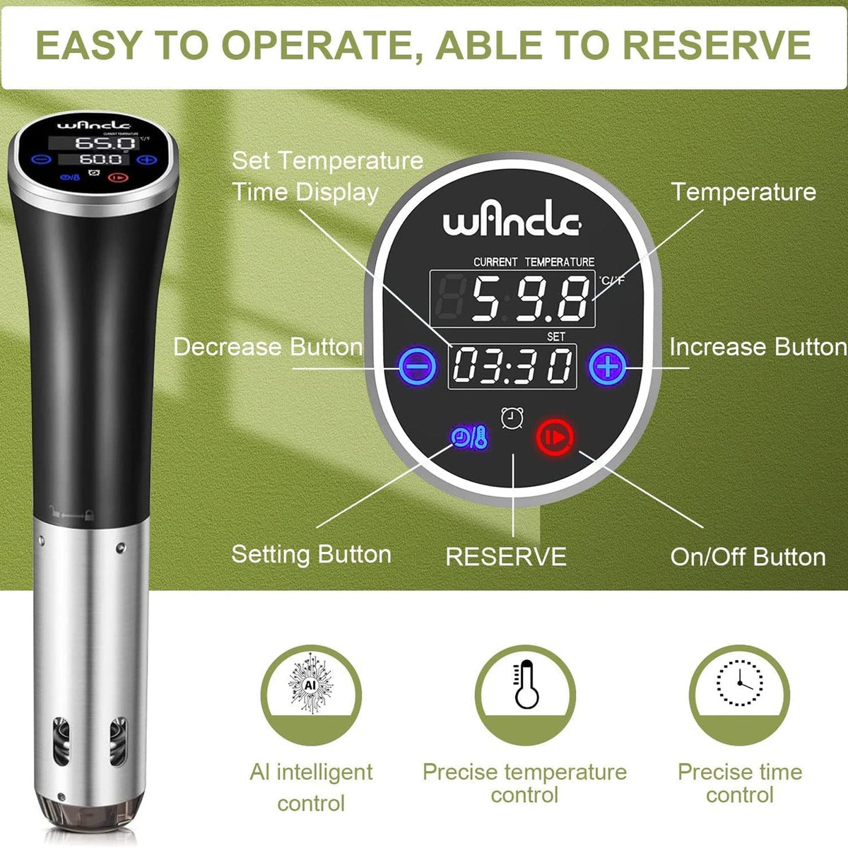 CimixCo Sous Vide Cooker – 1100W Precise Temp Control, Ultra-Quiet Brushless Motor & WiFi App