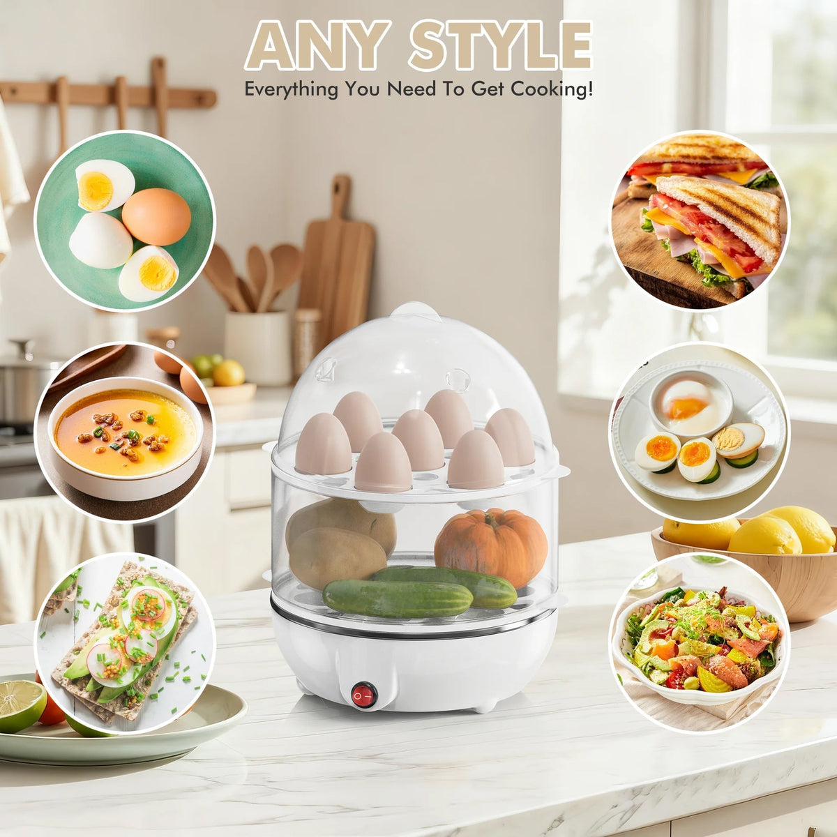 EgiMikix Double Layer 14-Egg Rapid Electric Cooker