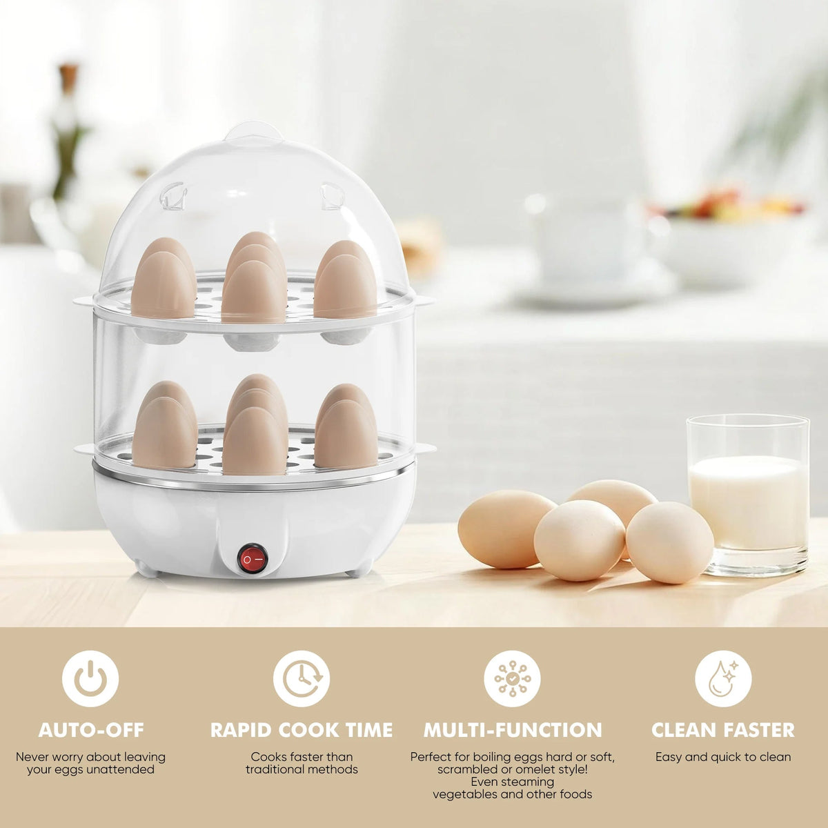 EgiMikix Double Layer 14-Egg Rapid Electric Cooker