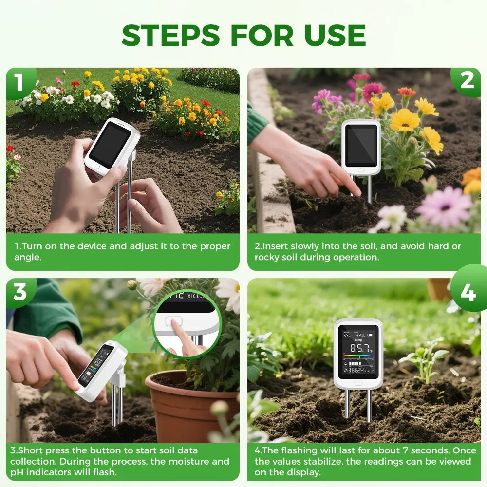 FizoMast 6-in-1 Digital Soil Moisture, pH & Fertility Meter
