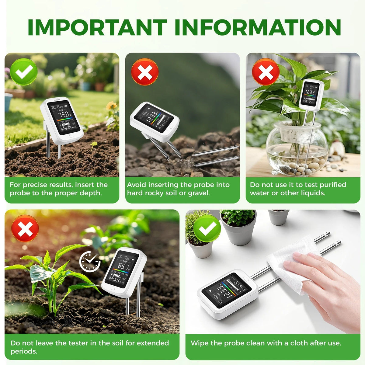FizoMast 6-in-1 Digital Soil Moisture, pH & Fertility Meter