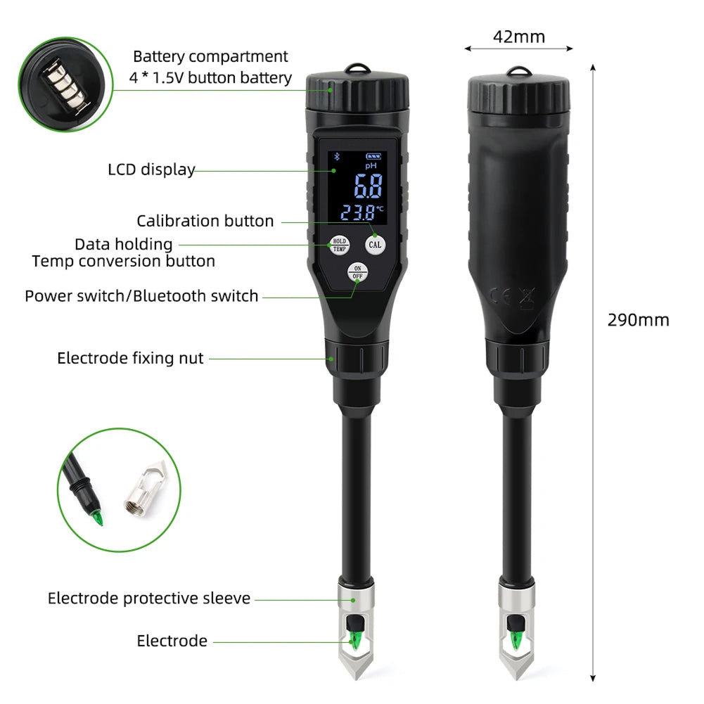 FonaWise Bluetooth Soil pH Meter ±0.1 Accuracy Lab-Grade