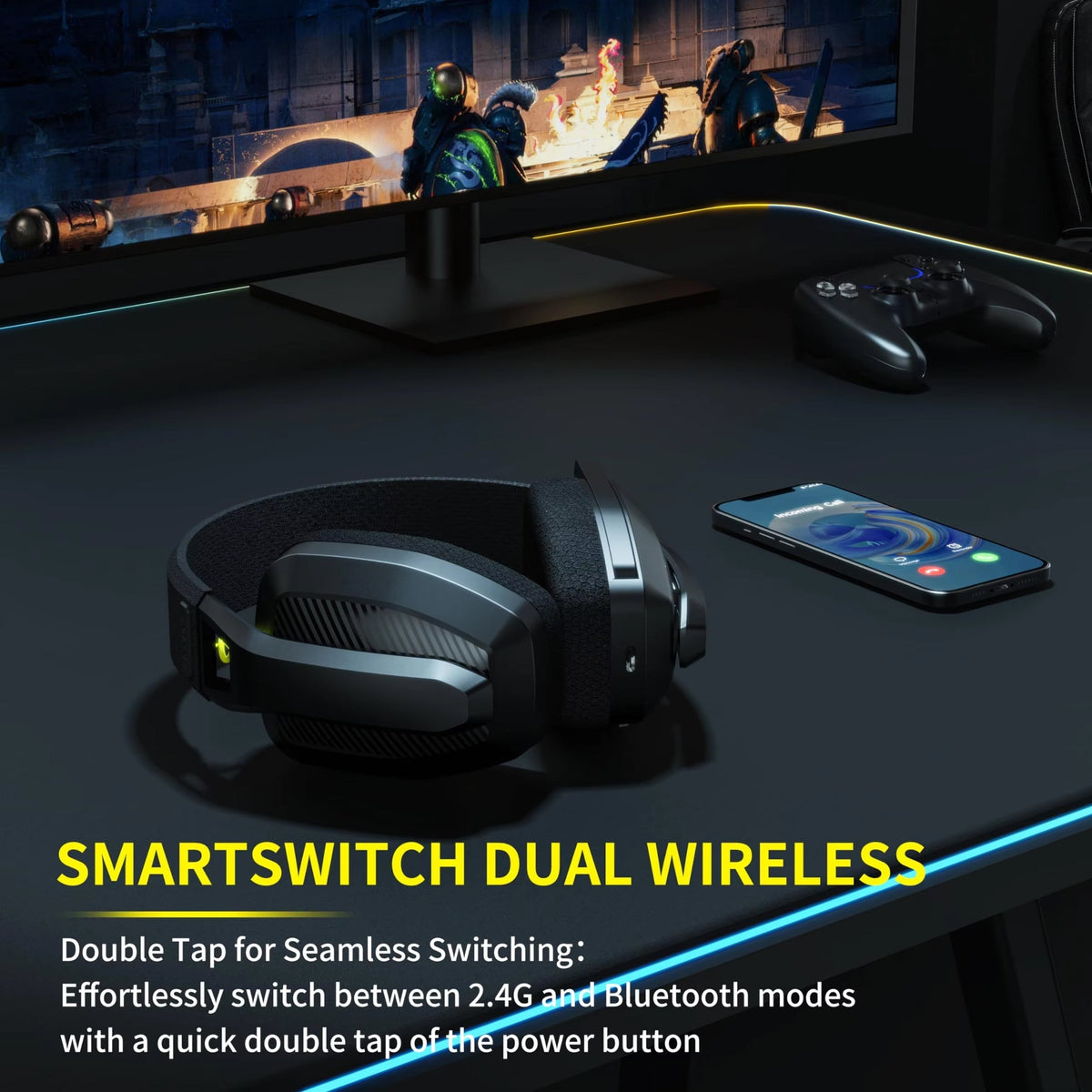 FreeLuxis V2 Dual Wireless Gaming Headset with Low Latency