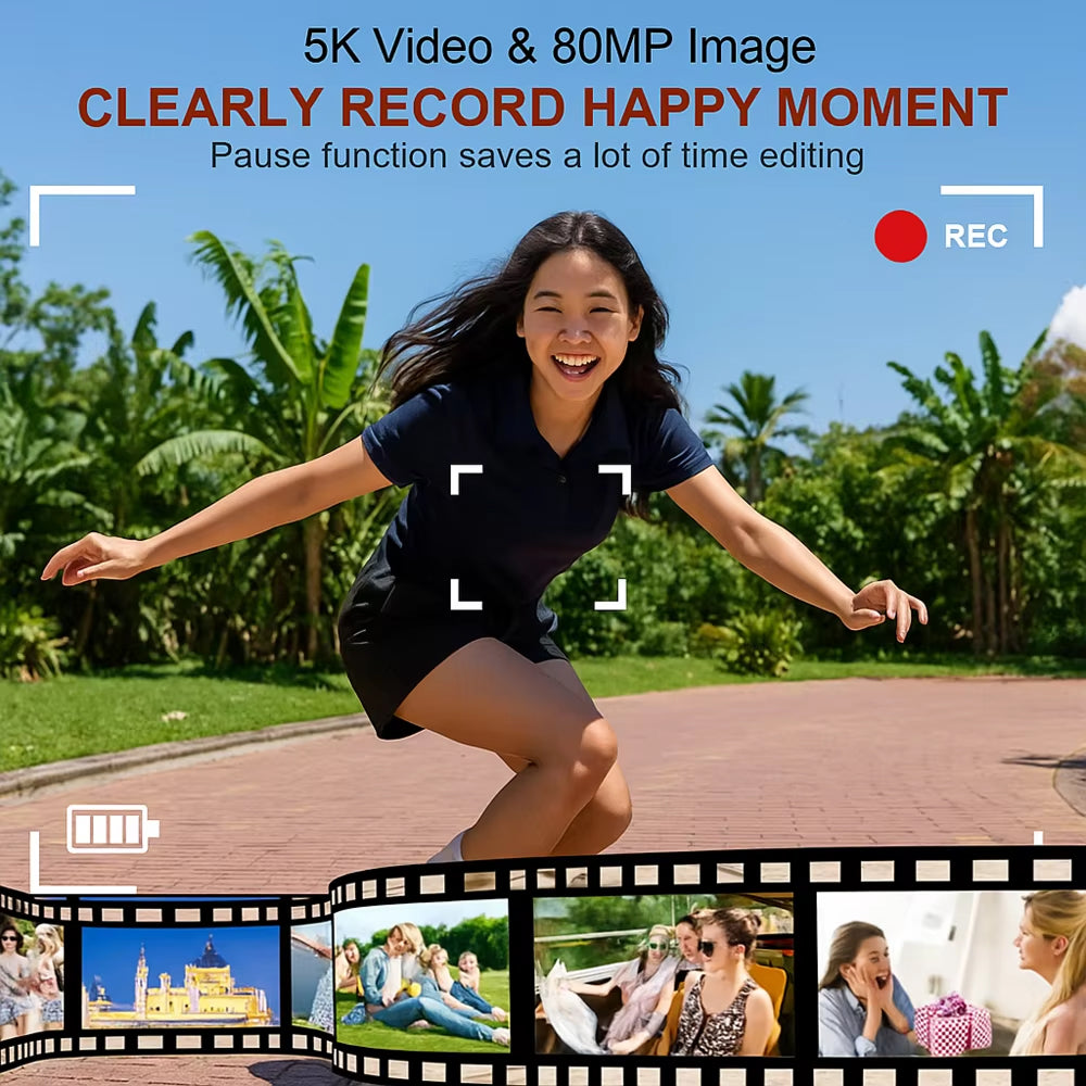 JixinCam 5K 80MP Digital Camera for Vlogging