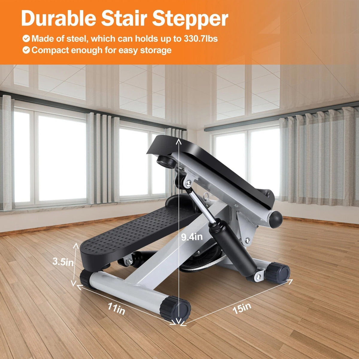 LitePreti Portable Mini Stepper with Resistance Bands & LCD Monitor