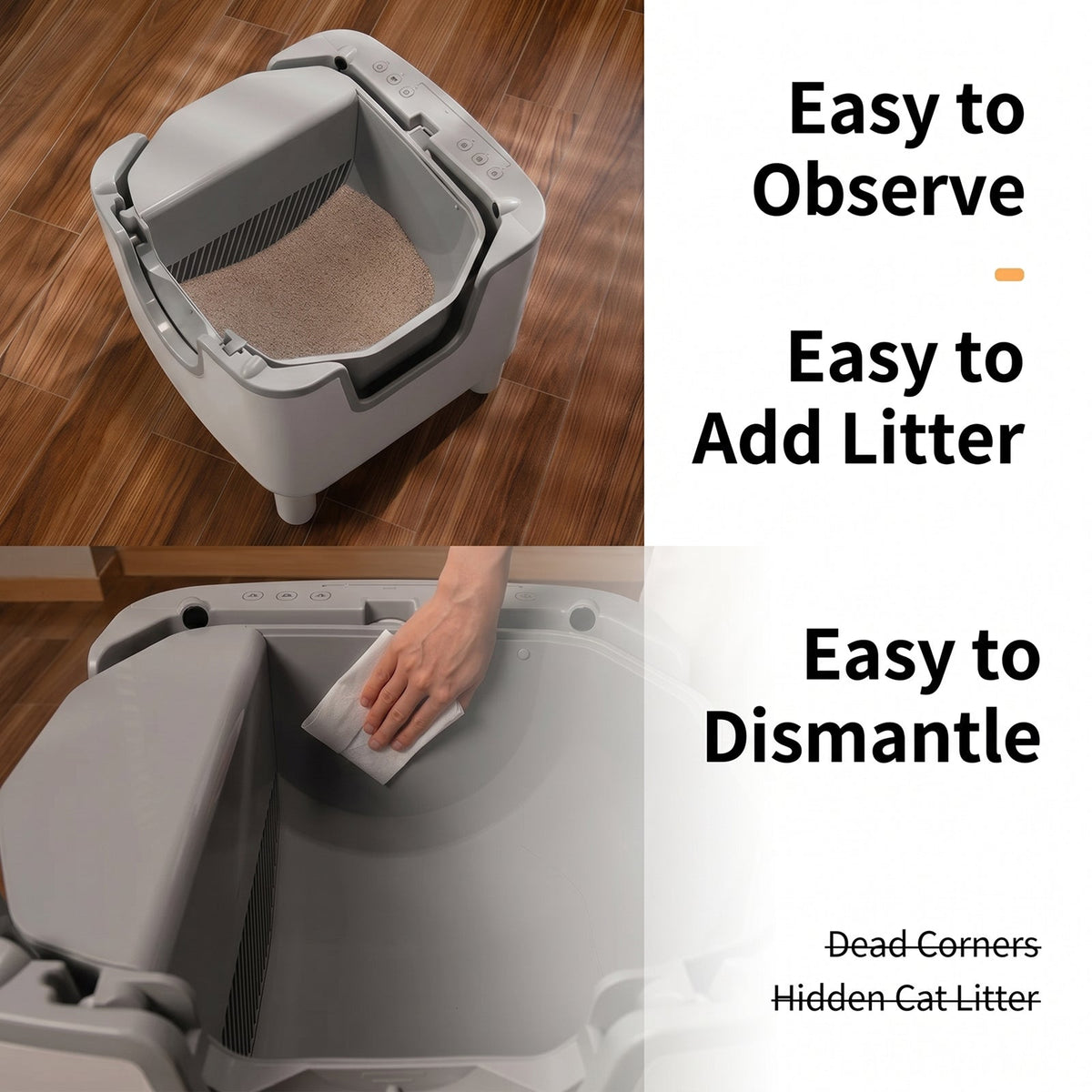 LitixCami Automatic Cat Litter Box Self-Cleaning Quiet 40dB