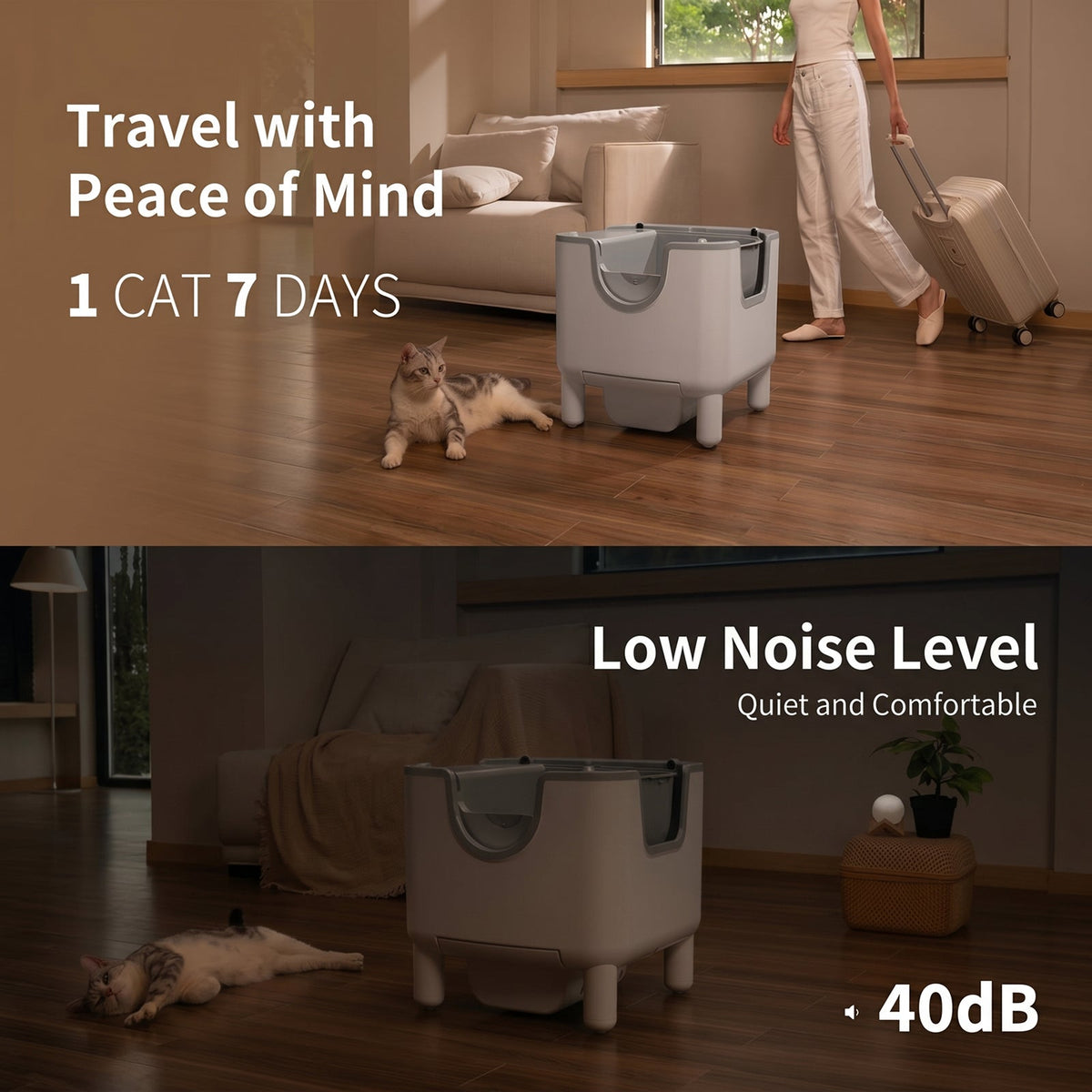 LitixCami Automatic Cat Litter Box Self-Cleaning Quiet 40dB