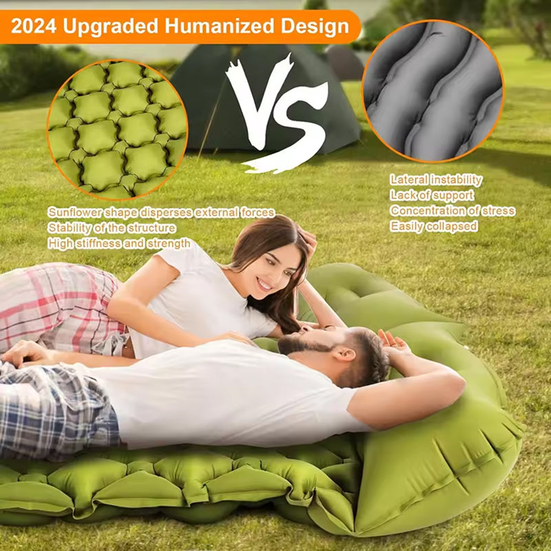 MatpiVat Double Camping Mattress | Built-in Foot Pump Air Bed