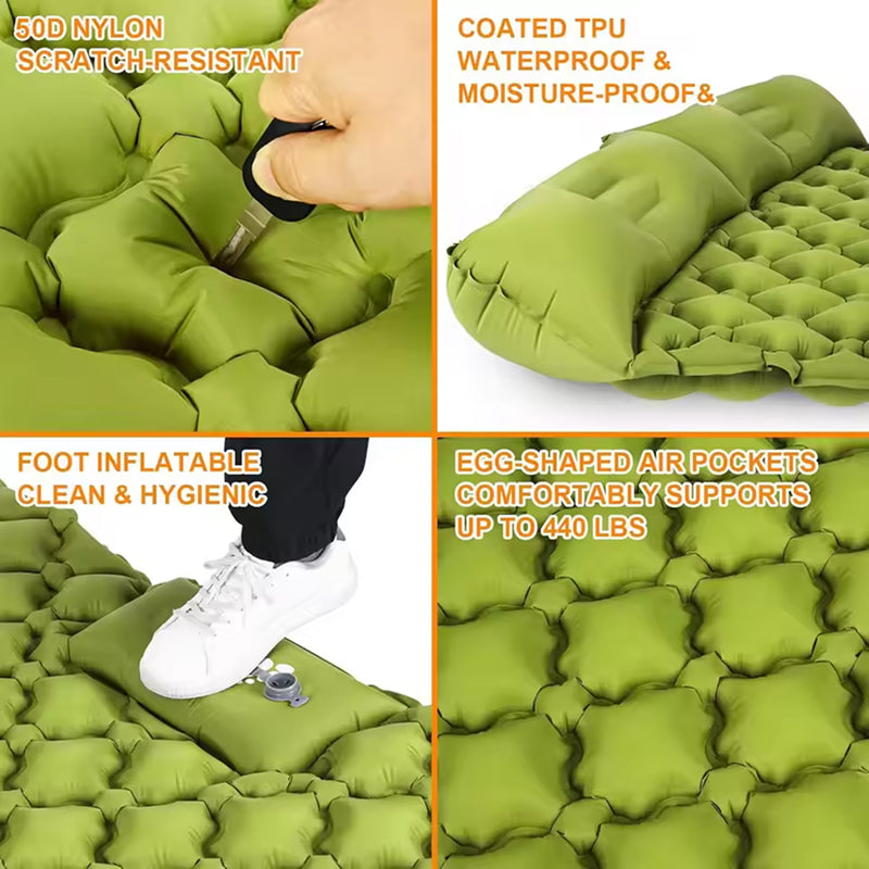 MatpiVat Double Camping Mattress | Built-in Foot Pump Air Bed