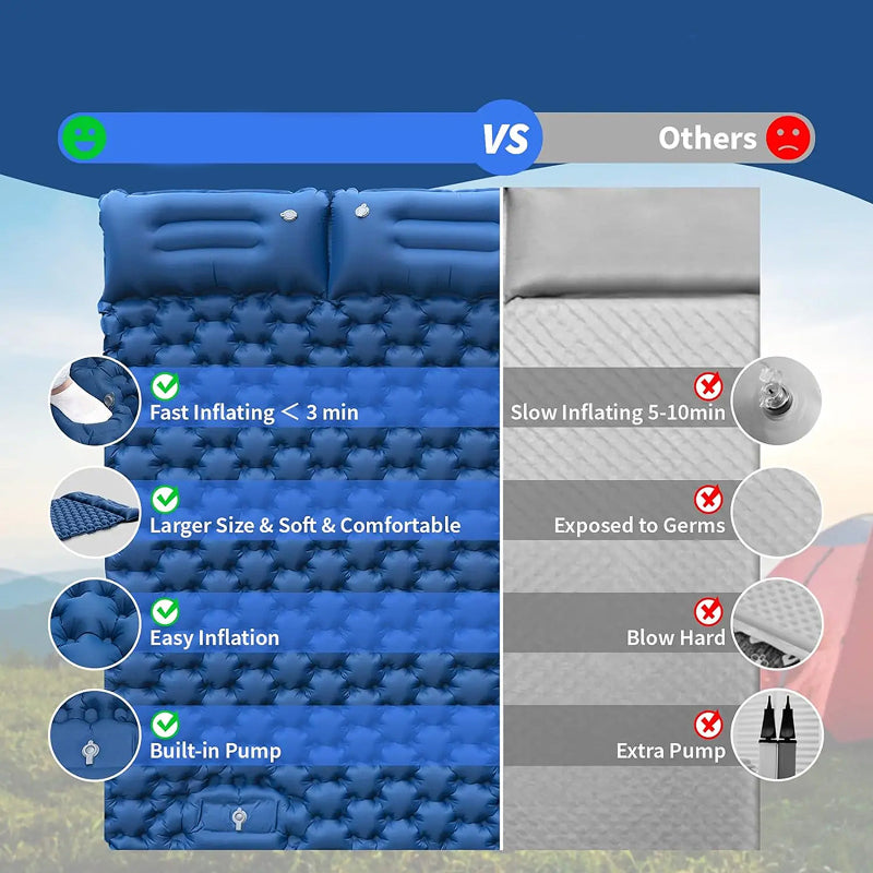 MatpiVat Double Camping Mattress | Built-in Foot Pump Air Bed