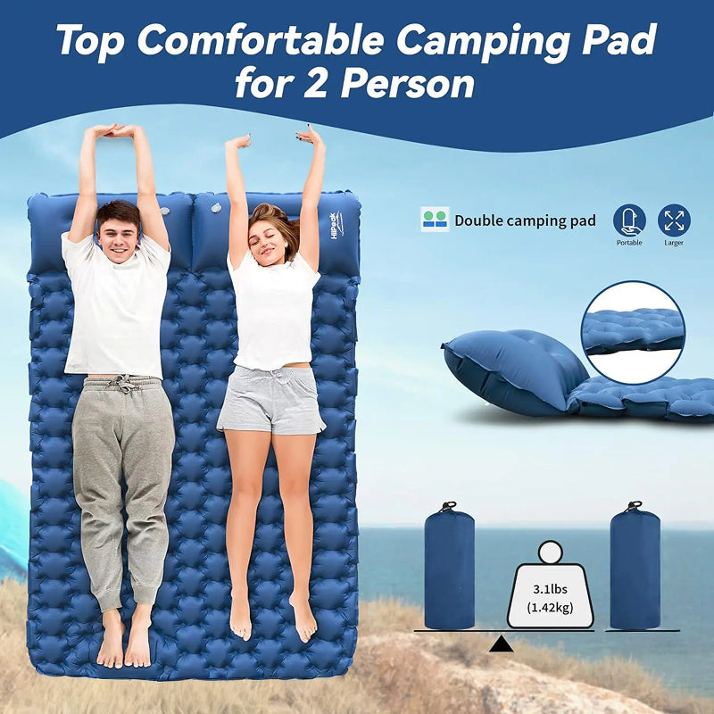 MatpiVat Double Camping Mattress | Built-in Foot Pump Air Bed