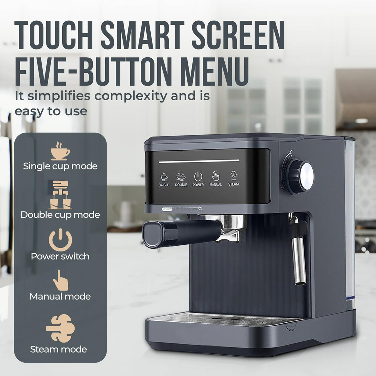 MelaZost 20-Bar Espresso Machine with Steam Wand