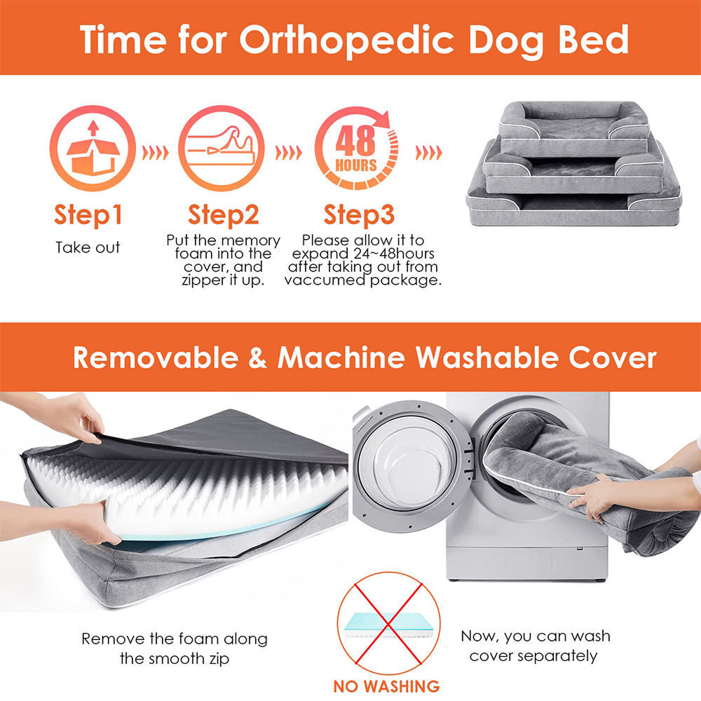 PawComfi Orthopaedic Memory Foam Dog Bed with Waterproof Liner