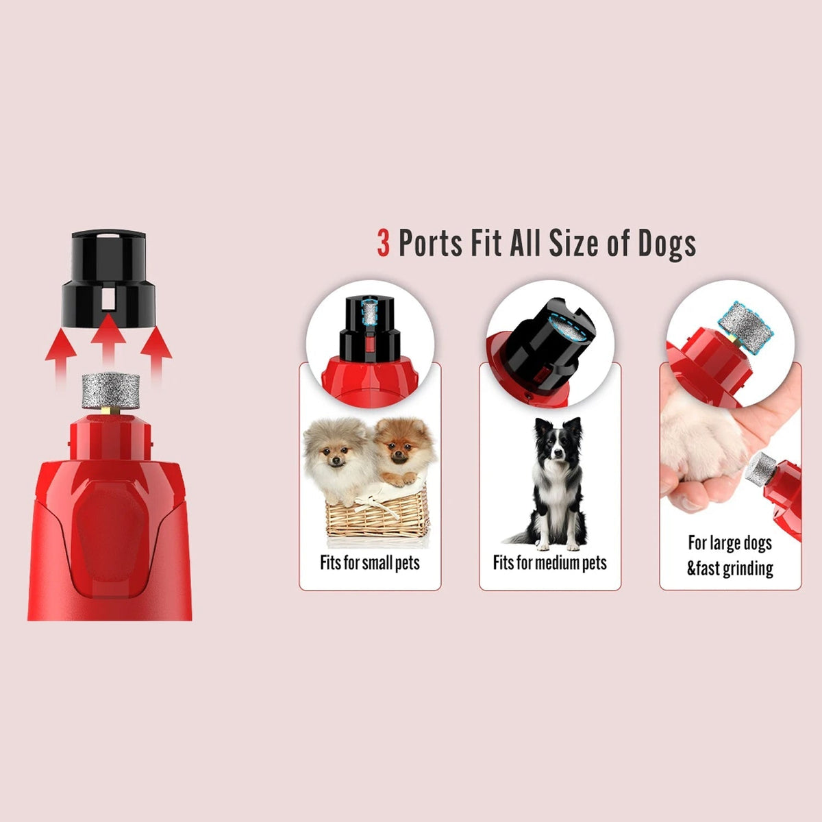 PediTimix Quiet Pet Nail Grinder with LED Lights