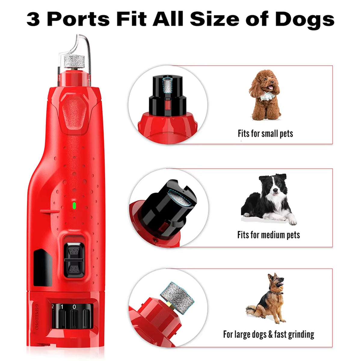 PediTimix Quiet Pet Nail Grinder with LED Lights