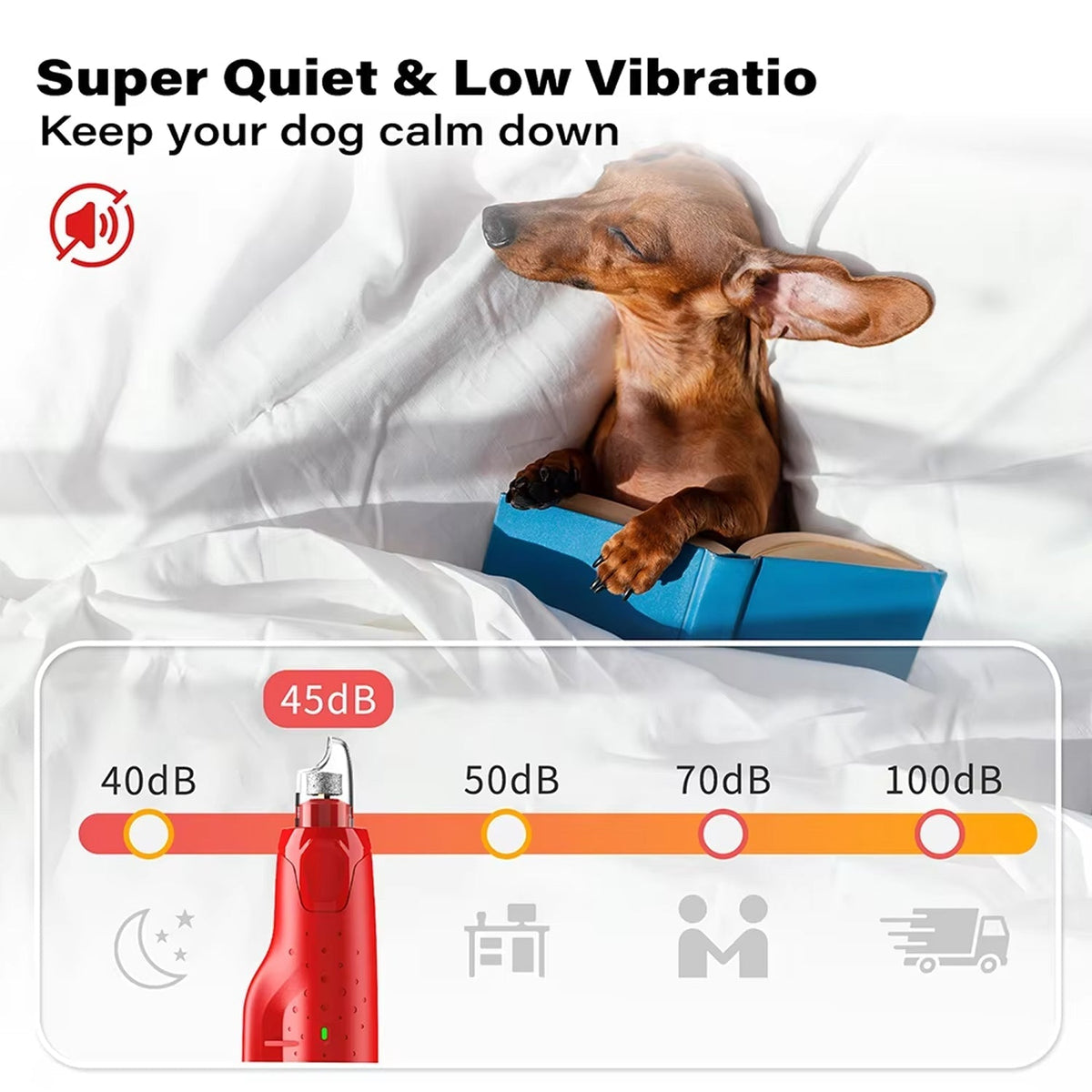 PediTimix Quiet Pet Nail Grinder with LED Lights