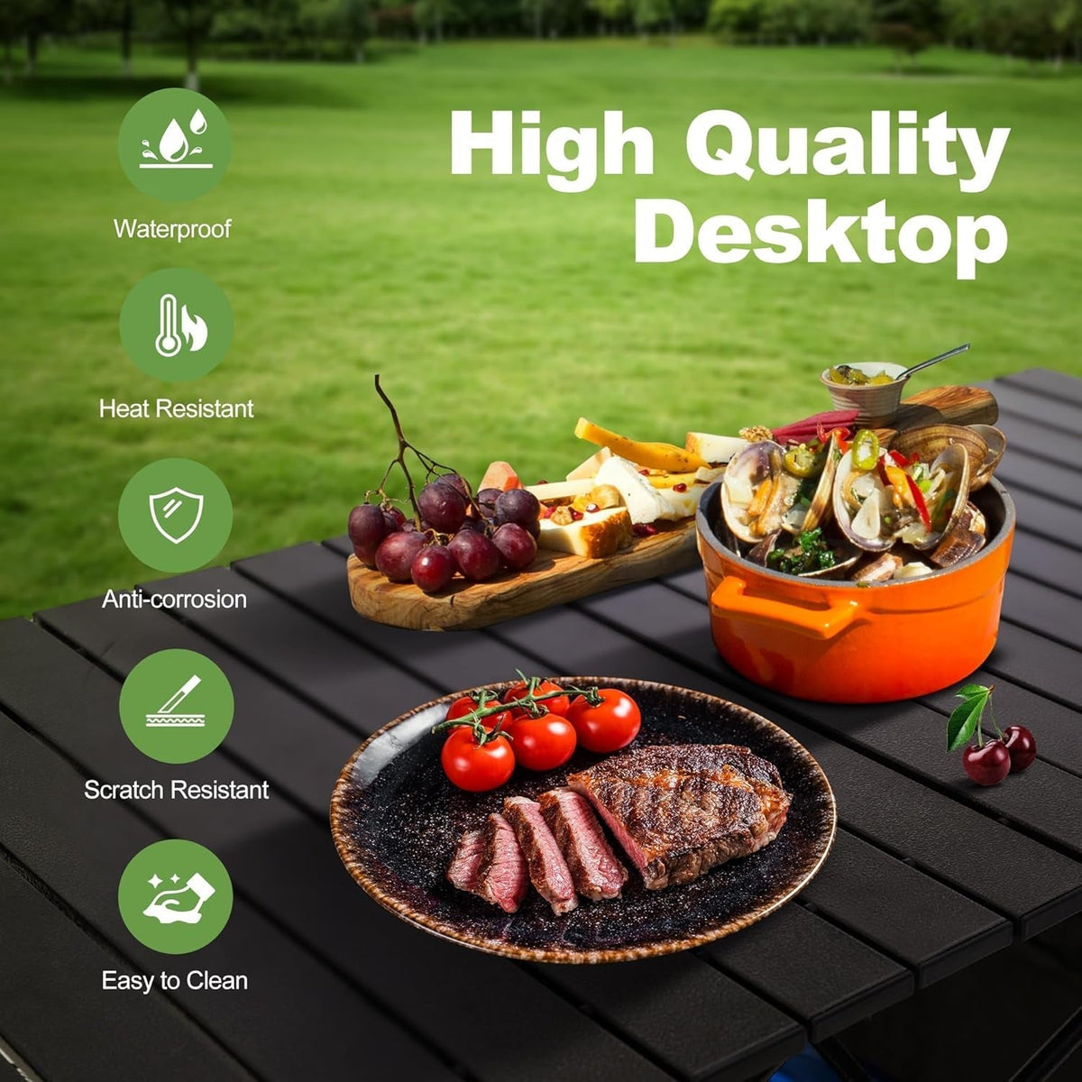 PimiTabix Portable Folding Camping & Picnic Table with Adjustable Height