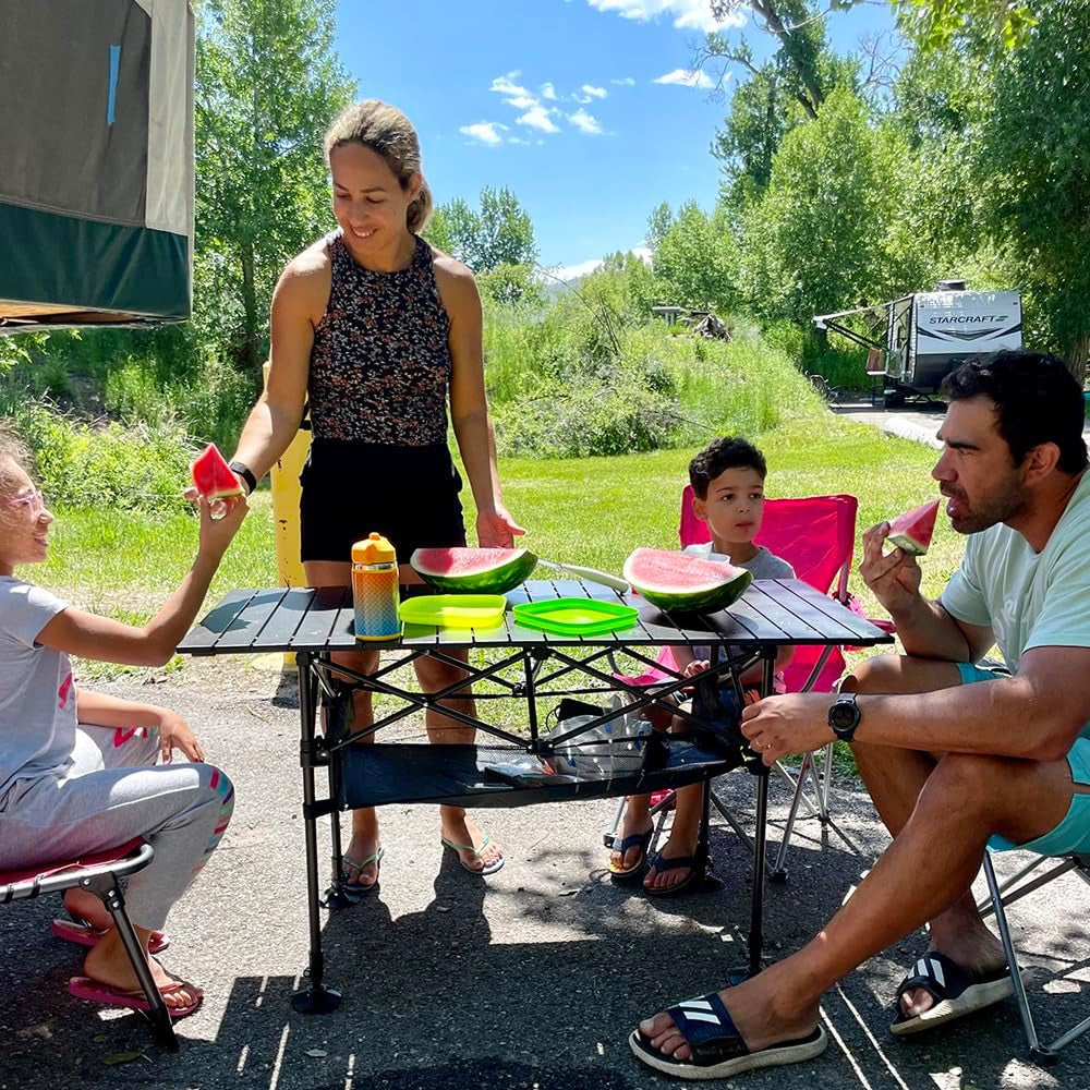 PimiTabix Portable Folding Camping & Picnic Table with Adjustable Height
