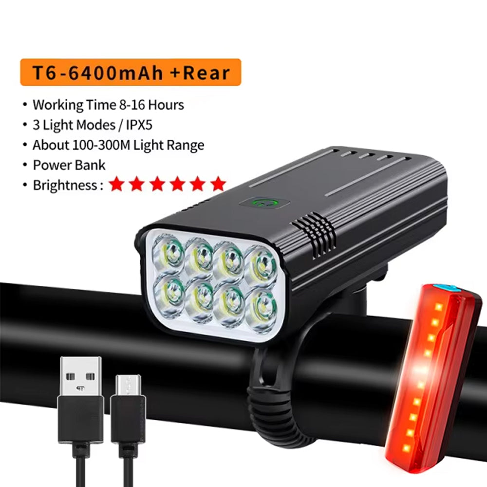 PumiLoci Rechargeable Bike Light with Power Bank & 10000mAh Battery