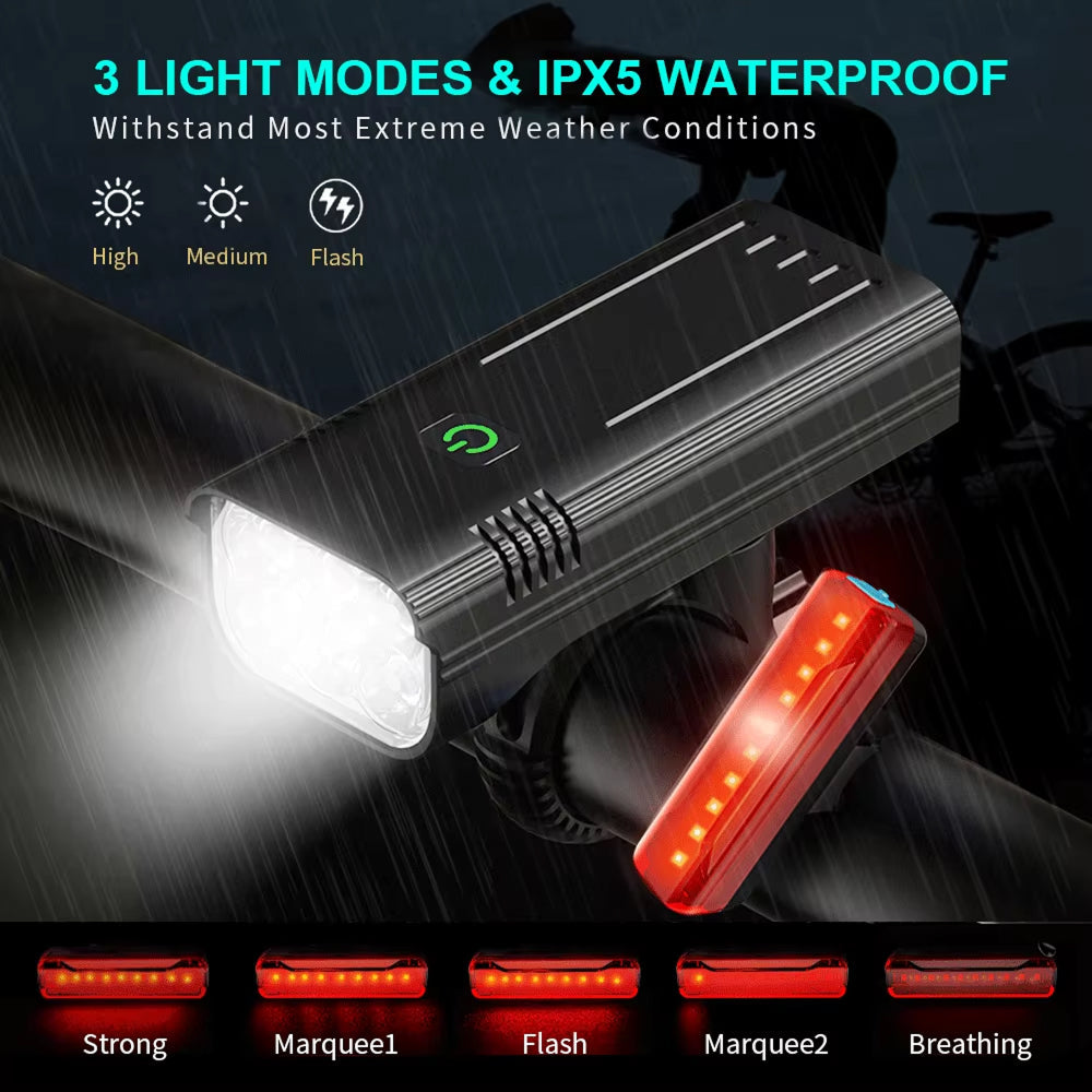 PumiLoci Rechargeable Bike Light with Power Bank & 10000mAh Battery