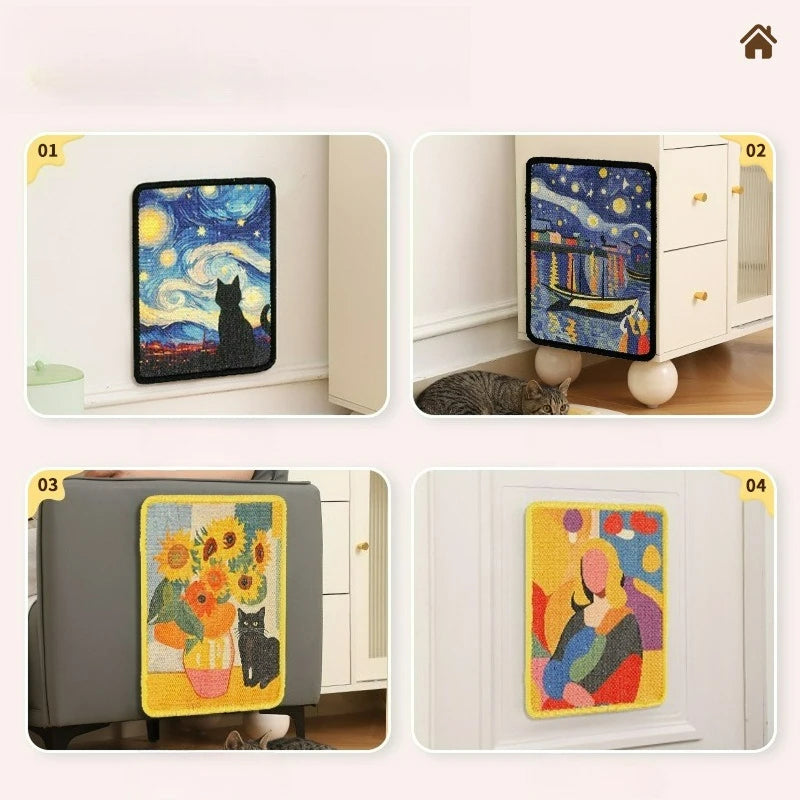 RenoBarg Art-Style Wall Mounted Cat Scratching Pad