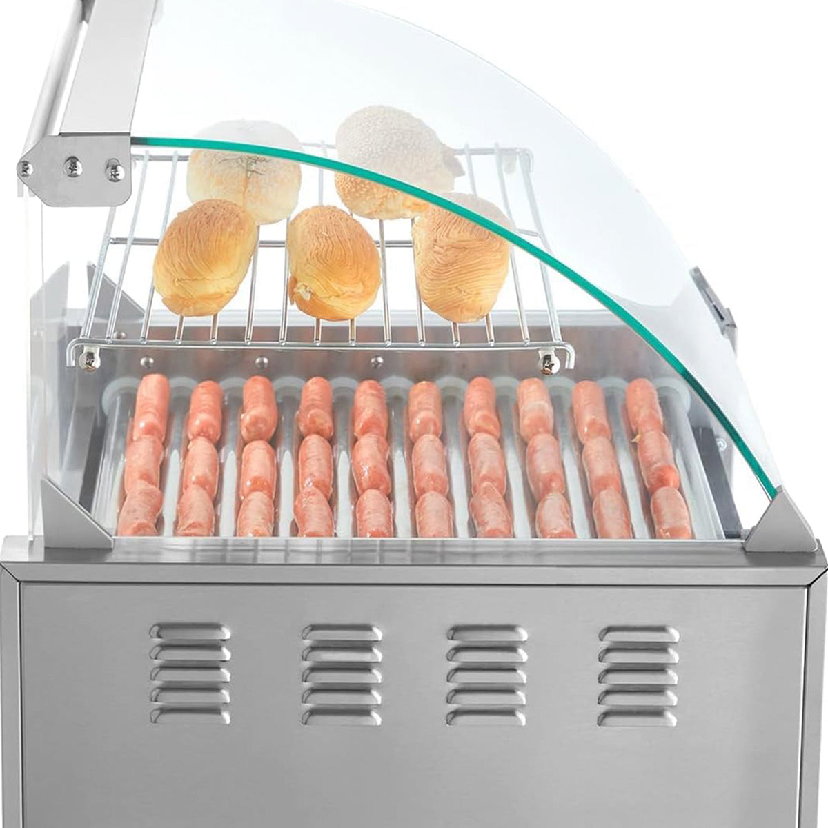 RoliHemix commercial hot dog roller grill with glass hood
