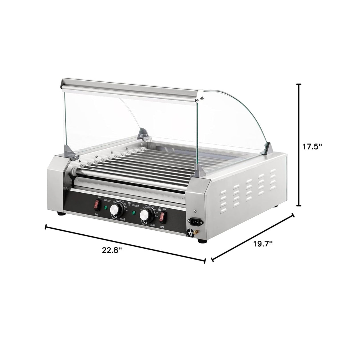 RoliHemix commercial hot dog roller grill with glass hood