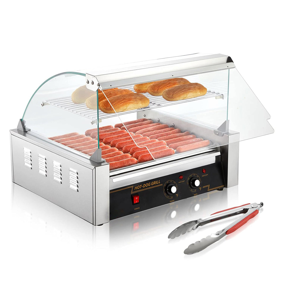 RoliHemix commercial hot dog roller grill with glass hood