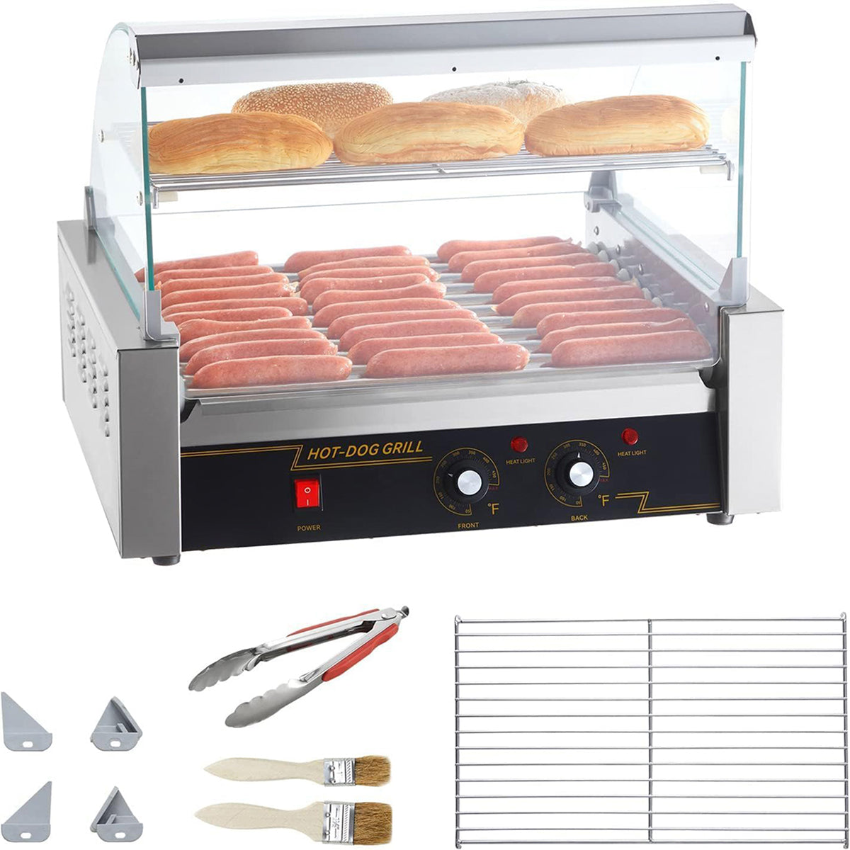 RoliHemix commercial hot dog roller grill with glass hood