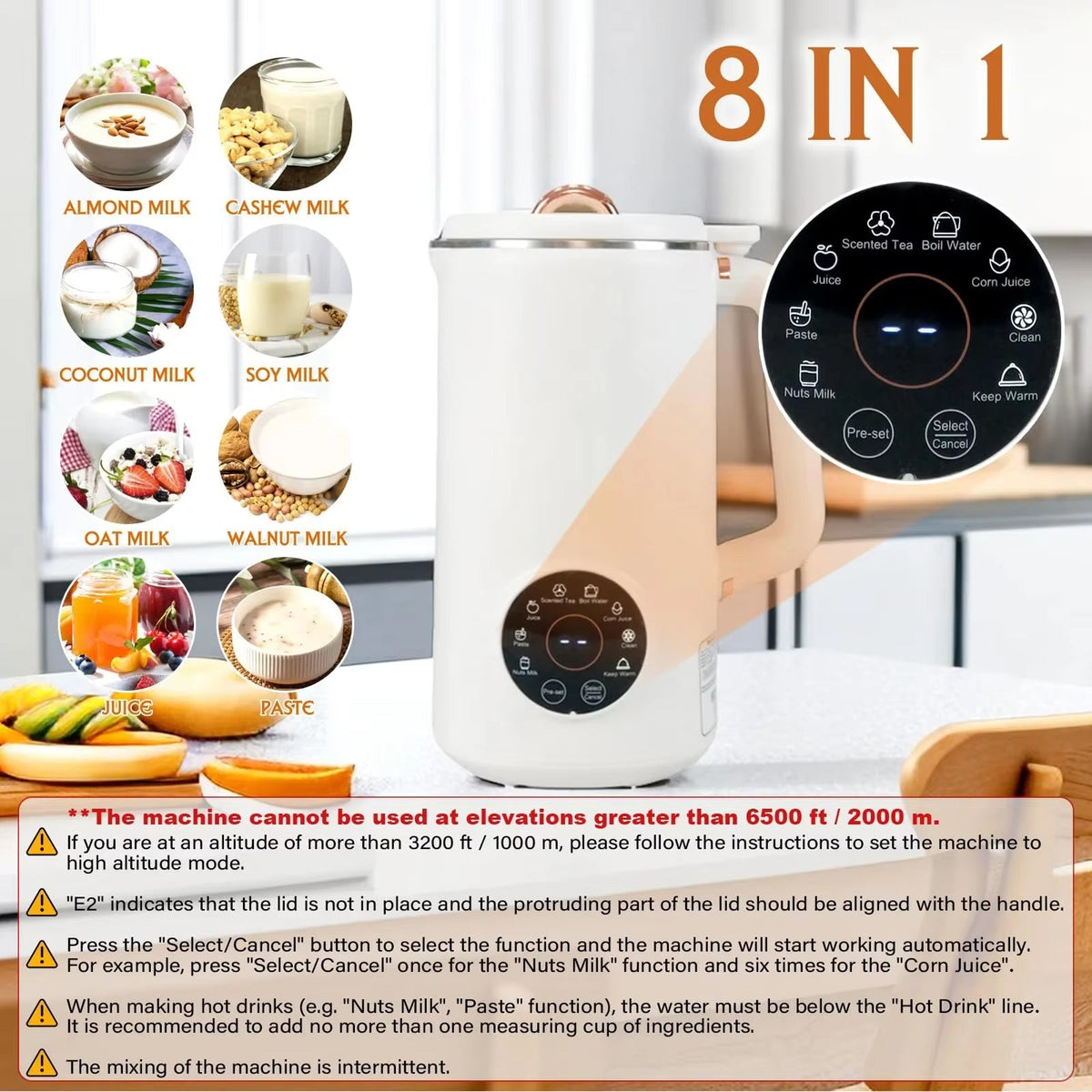 SipyPrep 8-in-1 Automatic Nut Milk Maker & Soy Milk Machine