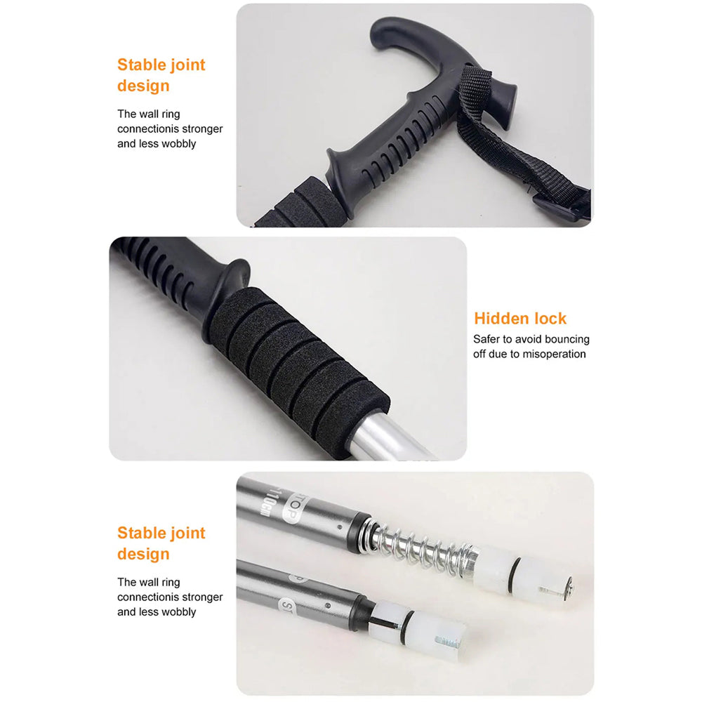 TrekPixin Ultralight Foldable Aluminum Alpenstock Hiking Pole