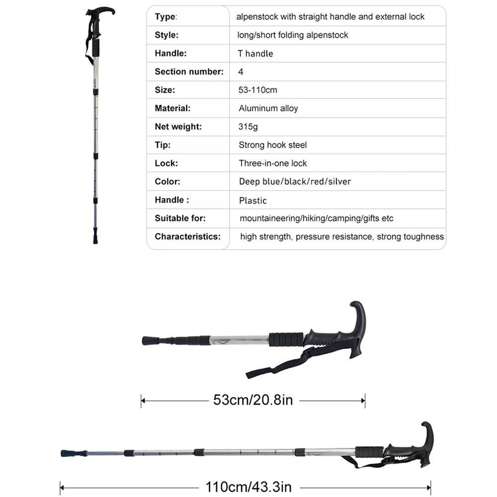 TrekPixin Ultralight Foldable Aluminum Alpenstock Hiking Pole