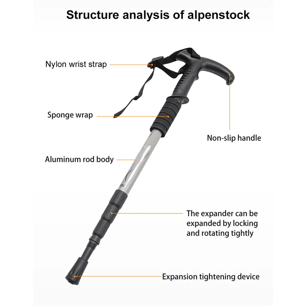 TrekPixin Ultralight Foldable Aluminum Alpenstock Hiking Pole