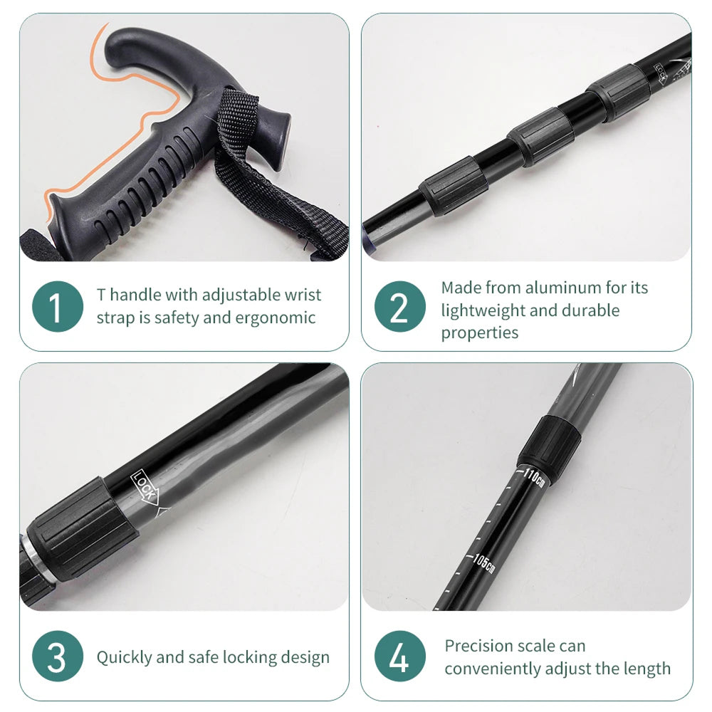 TrekPixin Ultralight Foldable Aluminum Alpenstock Hiking Pole