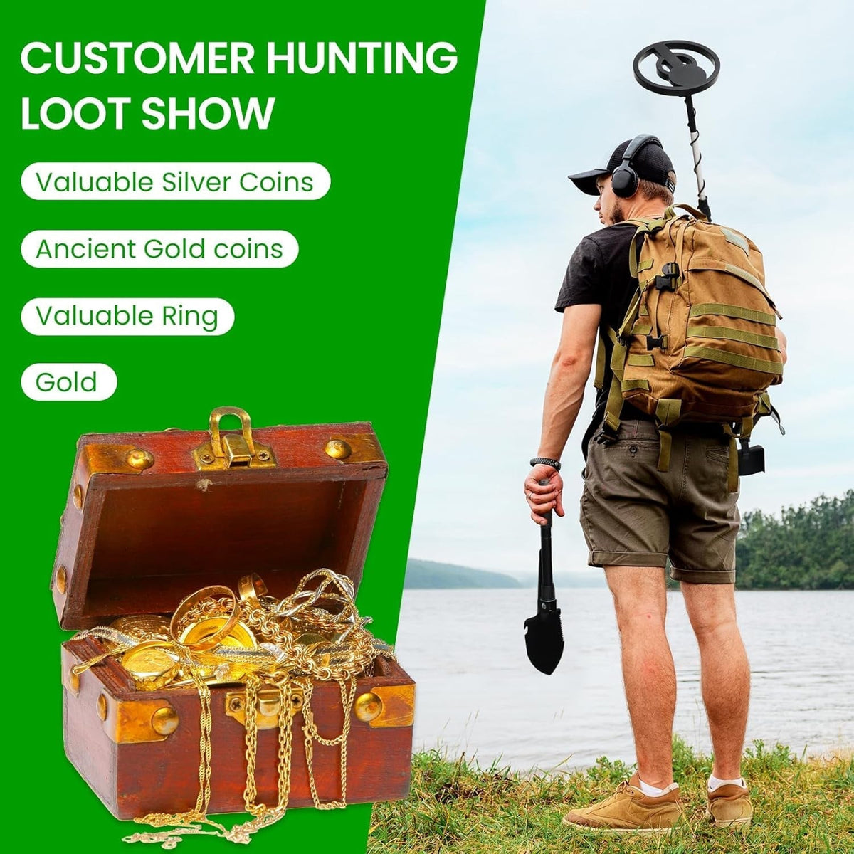 FrexSeek Kids Metal Detector IP68 Waterproof Gold Finder Kit