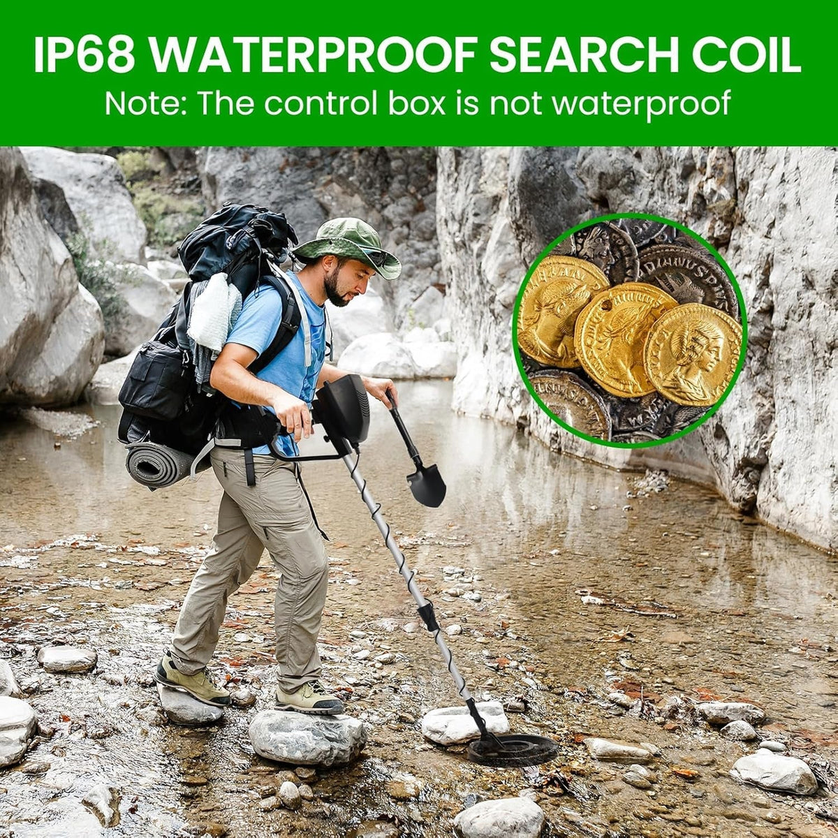 FrexSeek Kids Metal Detector IP68 Waterproof Gold Finder Kit