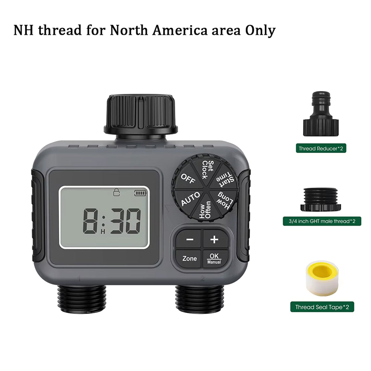 ViGratix Smart Dual-Zone Garden Irrigation Controller with Rain Delay