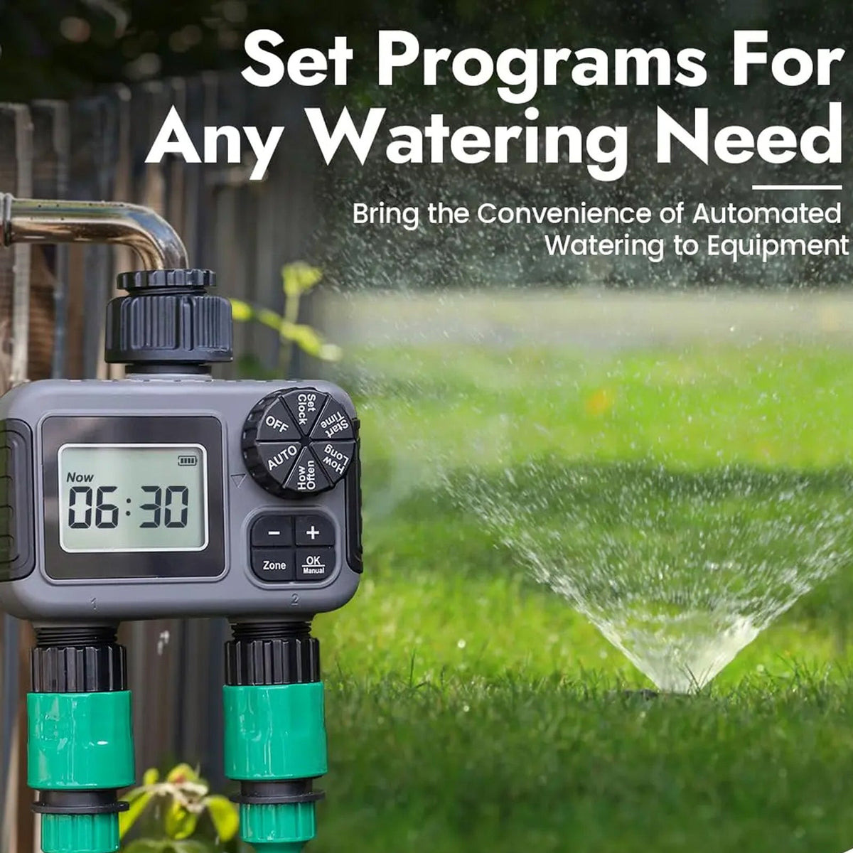 ViGratix Smart Dual-Zone Garden Irrigation Controller with Rain Delay