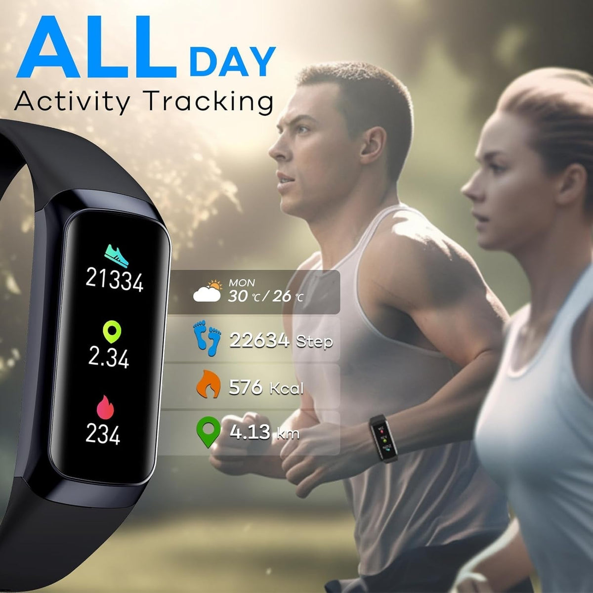 VigoEvo Smart Fitness Tracker – 1.1" AMOLED HD Display, Medical-Grade Sensors & 7-Day Battery