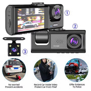 VisiDryve 3-Channel 1080P Wireless Dashcam with Night Vision