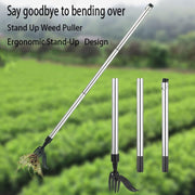 ZasJanee Ergonomic 40" Stand-Up Weed Puller with 4-Claw Head