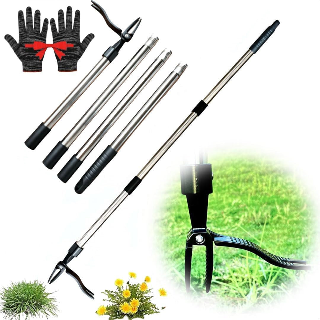 ZasJanee Ergonomic 40" Stand-Up Weed Puller with 4-Claw Head