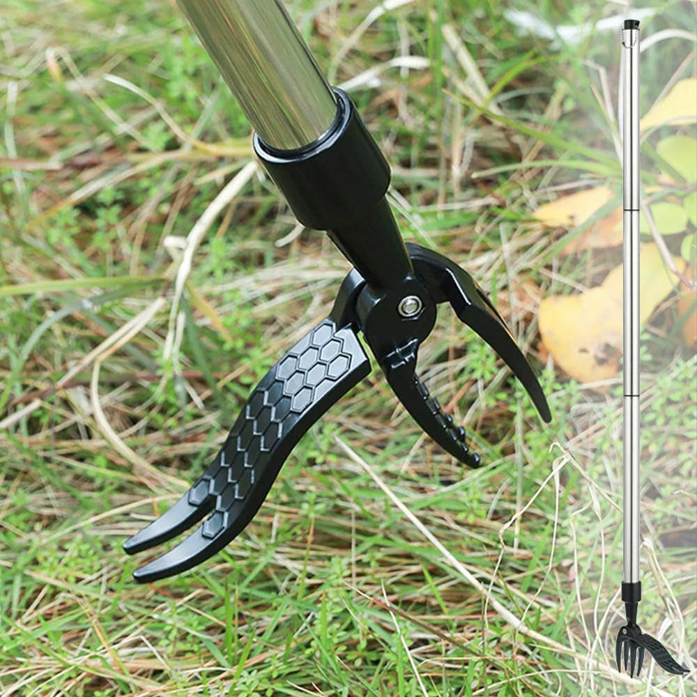 ZasJanee Ergonomic 40" Stand-Up Weed Puller with 4-Claw Head